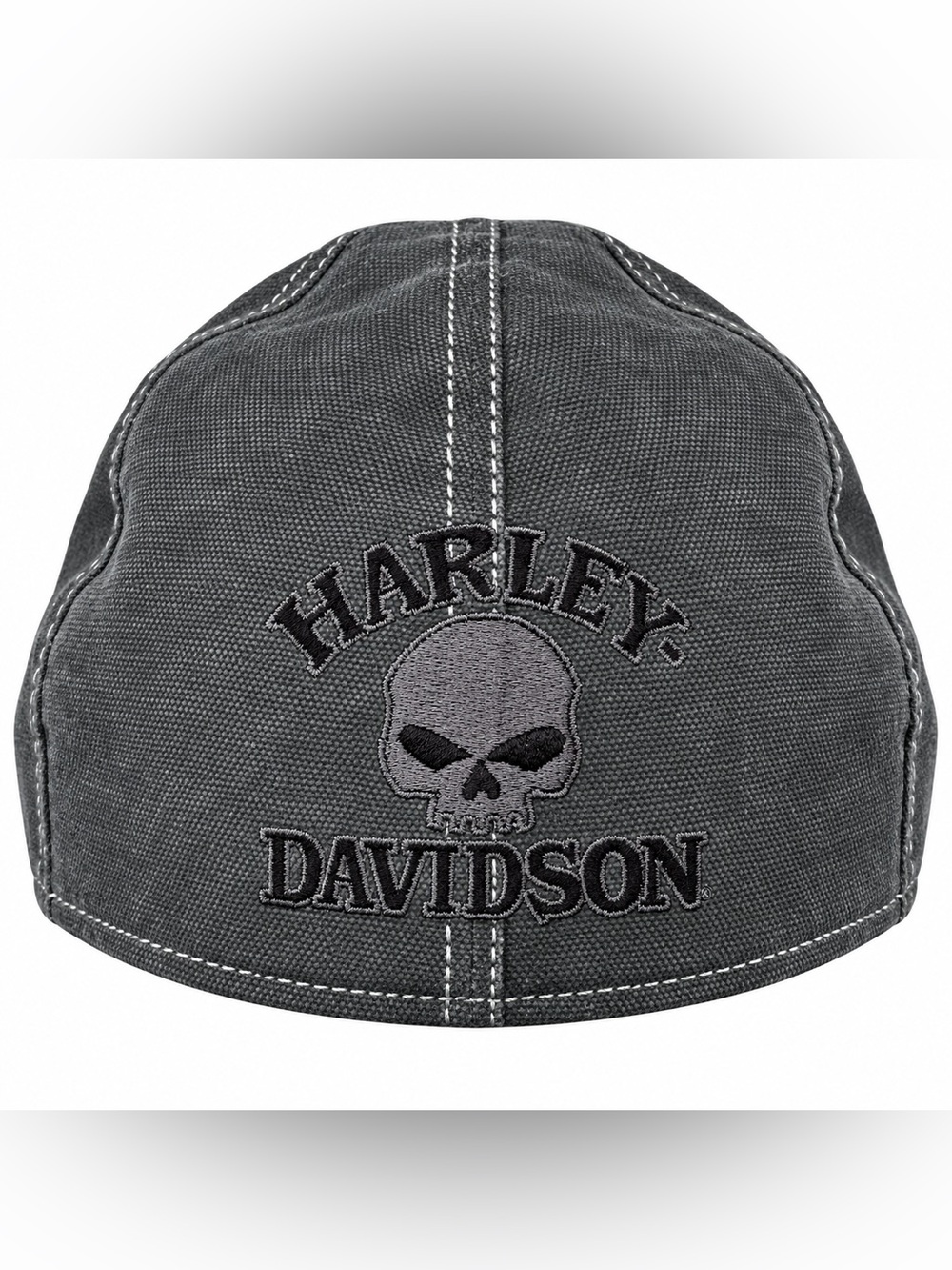 Harley-Davidson Gray Skull Embroidered Flat Cap Ivy Hat Size Large
